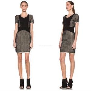 Rag & Bone Bodycon Dress Black Cream Geometric